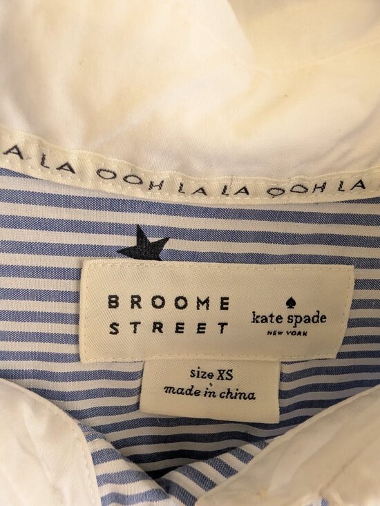 Kate Spade Broome Street Trinkle Star Stripe Button Down blouse Size XS - Picture 9 of 14